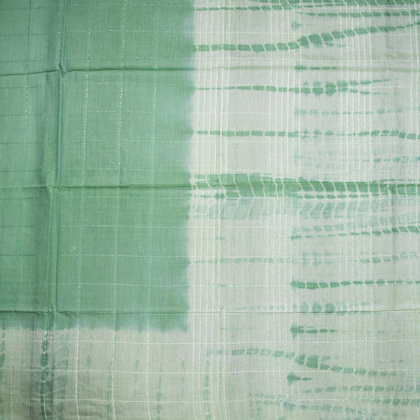 Semi Linen Light Green Checked Saree
