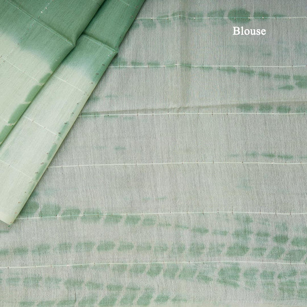 Semi Linen Light Green Checked Saree