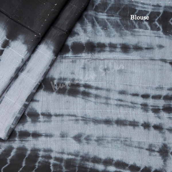 Semi Linen Black Checked Saree