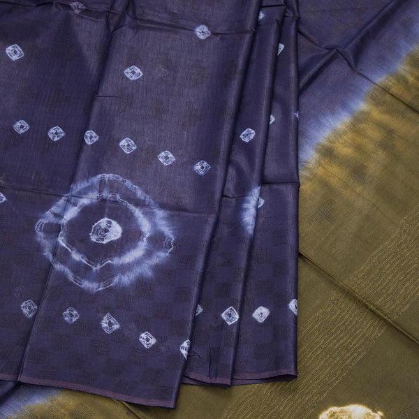 Semi Linen Dark Blue Printed Saree