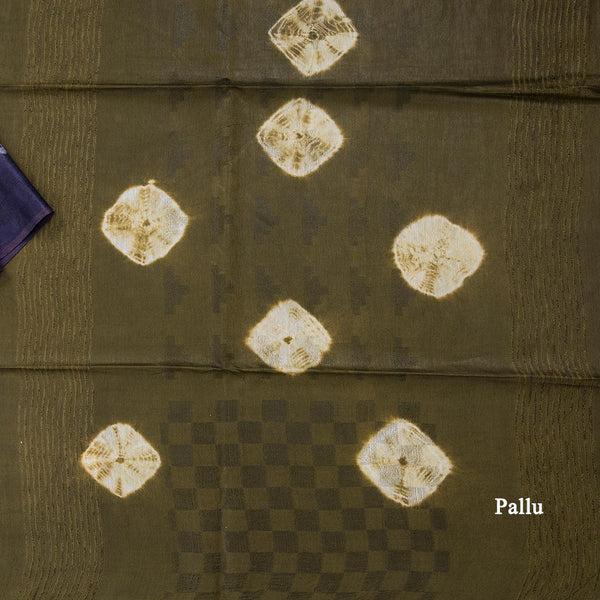 Semi Linen Dark Blue Printed Saree