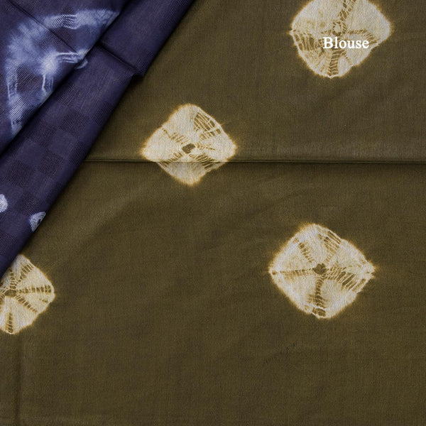 Semi Linen Dark Blue Printed Saree