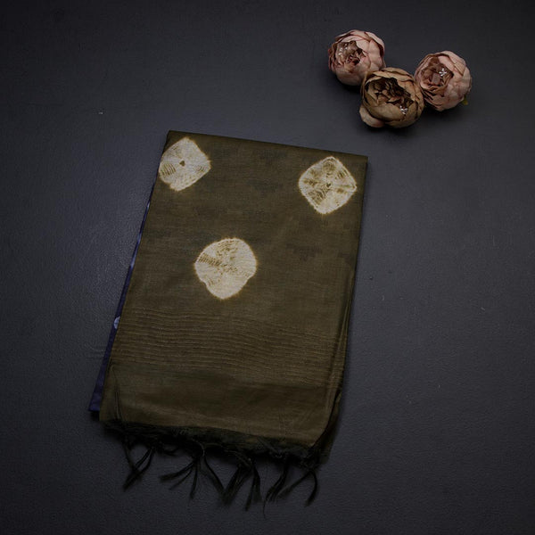 Semi Linen Dark Blue Printed Saree