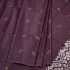 Semi Linen Wine Printed With Zari Worked Saree