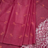 Semi Linen Dark Pink Printed With Zari Worked Saree