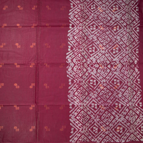 Semi Linen Dark Pink Printed With Zari Worked Saree