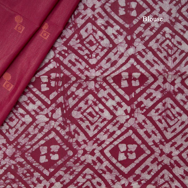 Semi Linen Dark Pink Printed With Zari Worked Saree