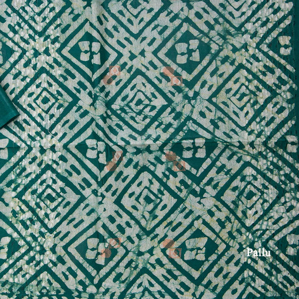 Semi Linen Green Printed With Zari Worked Saree