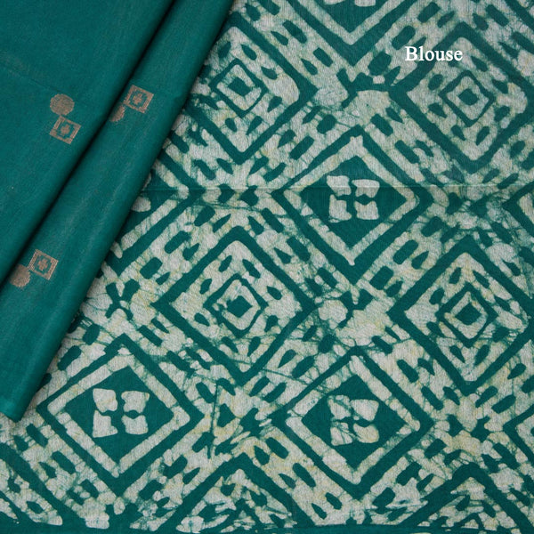 Semi Linen Green Printed With Zari Worked Saree