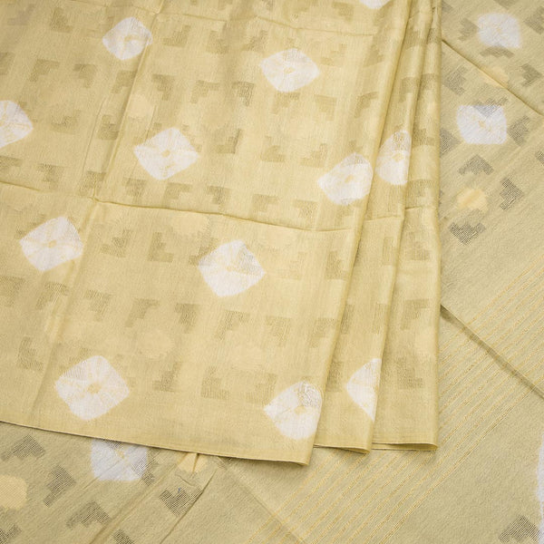 Semi Linen Light Olive Green Printed Saree