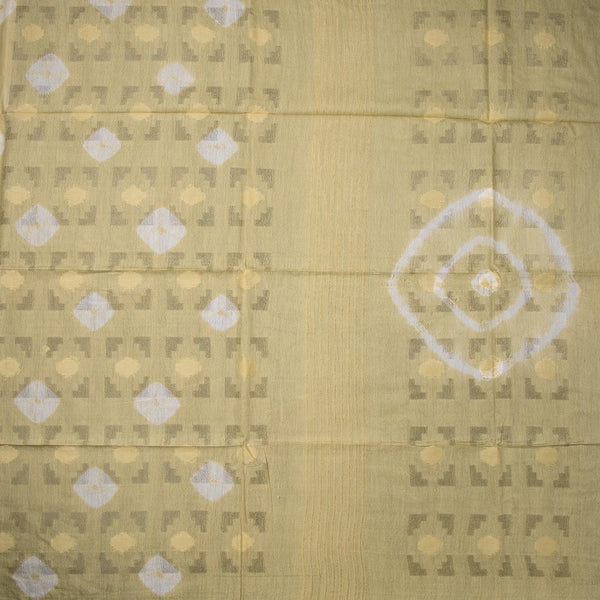 Semi Linen Light Olive Green Printed Saree