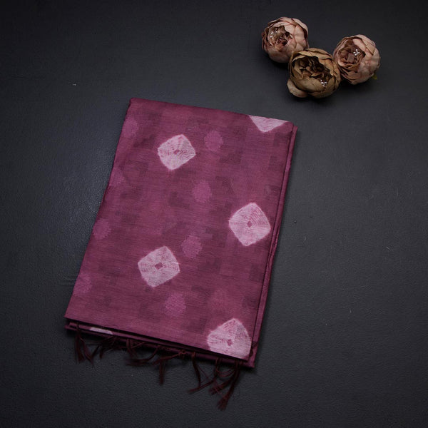 Semi Linen Rosewood Pink Printed Saree