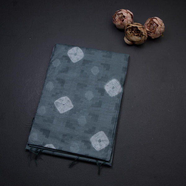 Semi Linen Grey Printed Saree 04