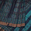 Semi Linen Navy Blue Printed Saree 05