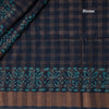 Semi Linen Navy Blue Printed Saree 05