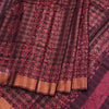Semi Linen Dark Brown Printed Saree 03