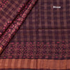Semi Linen Dark Brown Printed Saree 03
