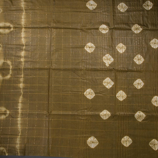 Semi Linen Mehandi Green Printed Saree