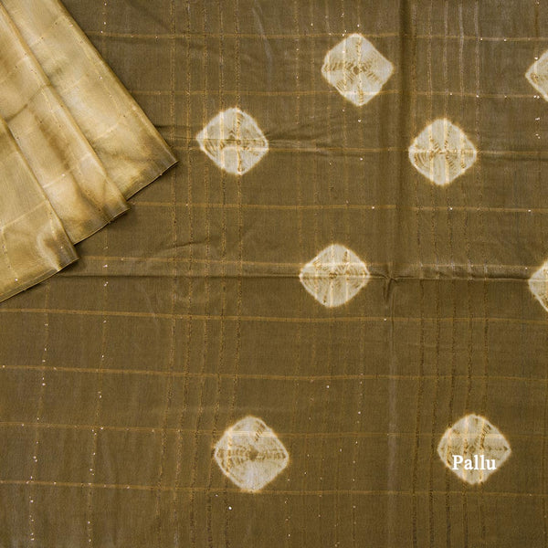 Semi Linen Mehandi Green Printed Saree