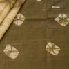 Semi Linen Mehandi Green Printed Saree