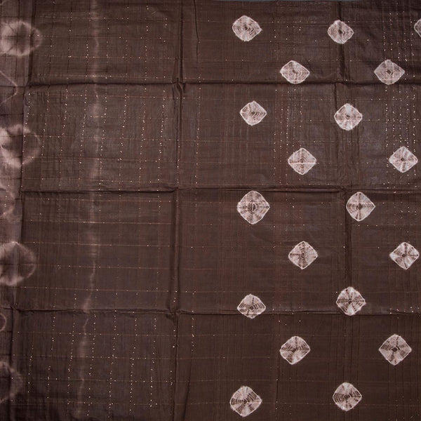 Semi Linen Coffe Brown Printed Saree