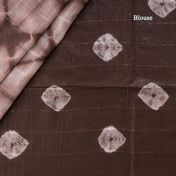 Semi Linen Coffe Brown Printed Saree