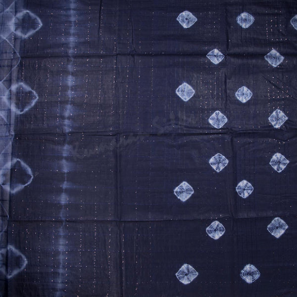 Semi Linen Dark Blue Printed Saree 04