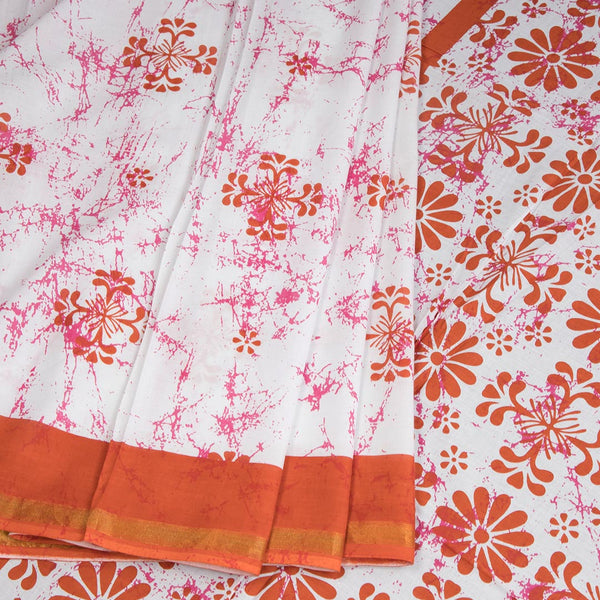 Mul Mul Cotton Cream Printed Saree 05