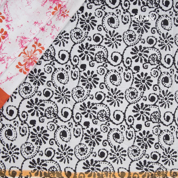 Mul Mul Cotton Cream Printed Saree 05