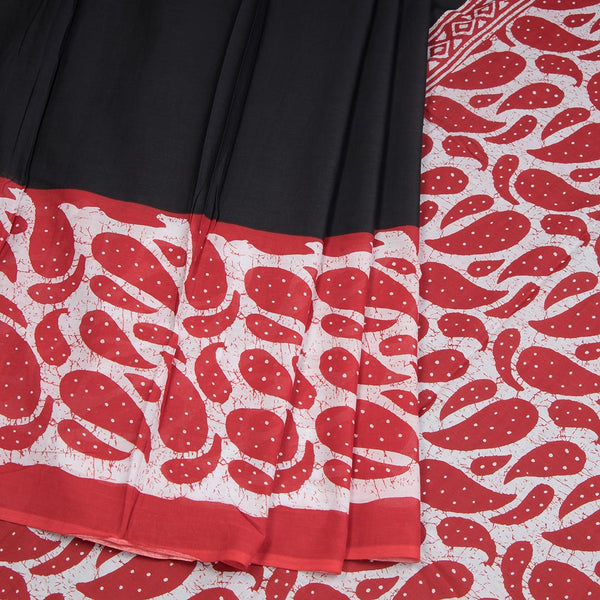 Mul Mul Cotton Black Printed Saree 04