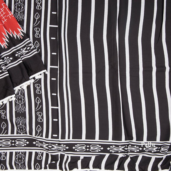 Mul Mul Cotton Red Printed Saree 06