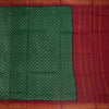 Sungudi Cotton Dark Green Printed Saree Without Blouse 06