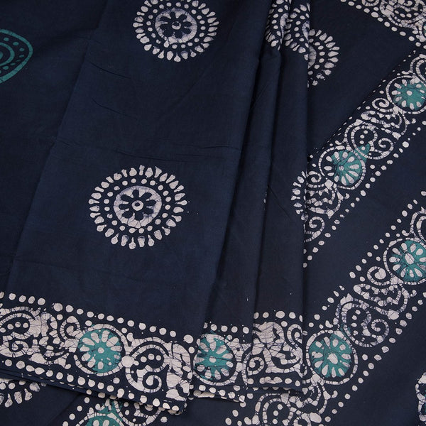 Sungudi Cotton Navy Blue Printed Saree Without Blouse 10