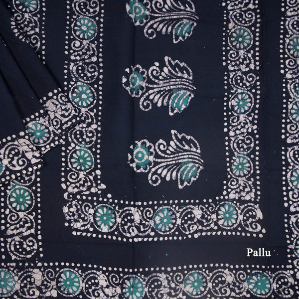 Sungudi Cotton Navy Blue Printed Saree Without Blouse 10