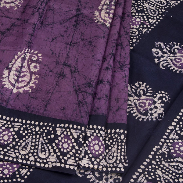 Sungudi Cotton Purple Printed Saree Without Blouse