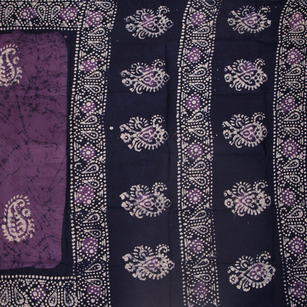 Sungudi Cotton Purple Printed Saree Without Blouse
