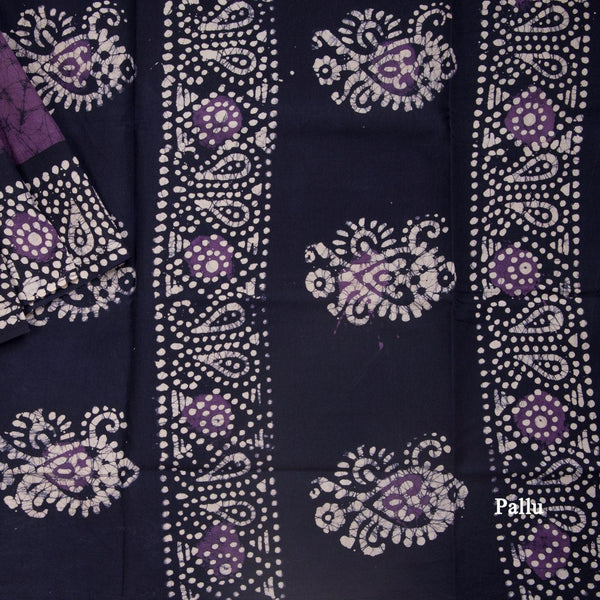 Sungudi Cotton Purple Printed Saree Without Blouse