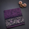 Sungudi Cotton Purple Printed Saree Without Blouse