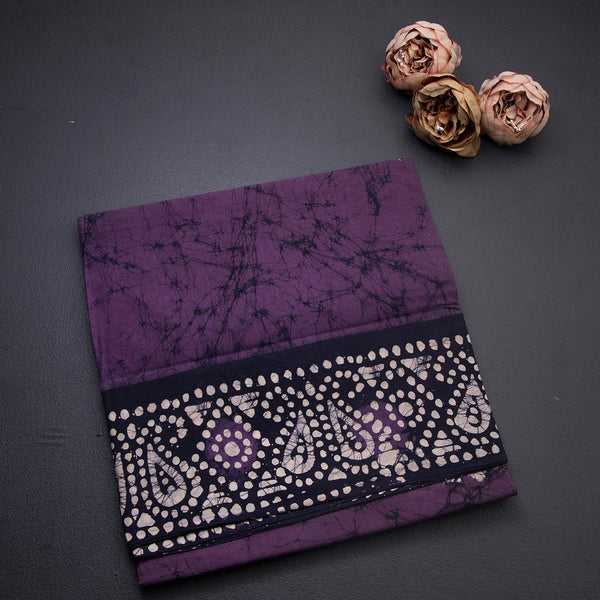 Sungudi Cotton Purple Printed Saree Without Blouse
