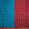 Sungudi Cotton Blue Printed Saree Without Blouse 04