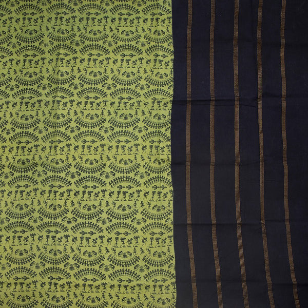 Sungudi Cotton Light Green Printed Saree Without Blouse 02