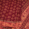 Sungudi Cotton Maroon Printed Saree Without Blouse 06