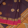Negamam Cotton Dark Brown Thread Embossed Saree