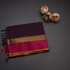 Negamam Cotton Dark Brown Thread Embossed Saree