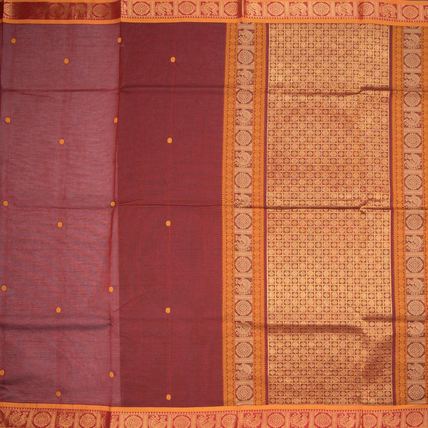 Negamam Cotton Maroon Thread Embossed Saree