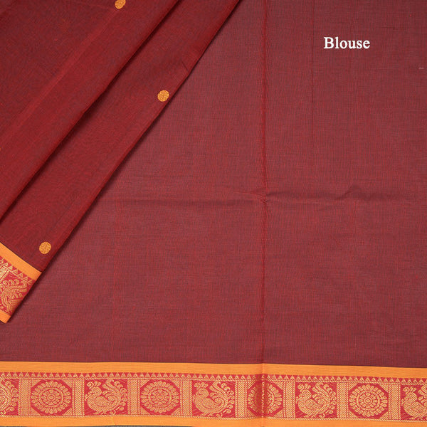 Negamam Cotton Maroon Thread Embossed Saree