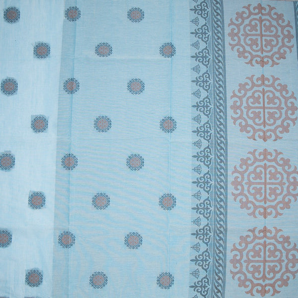 Negamam Cotton Light Blue Thread Embossed Saree