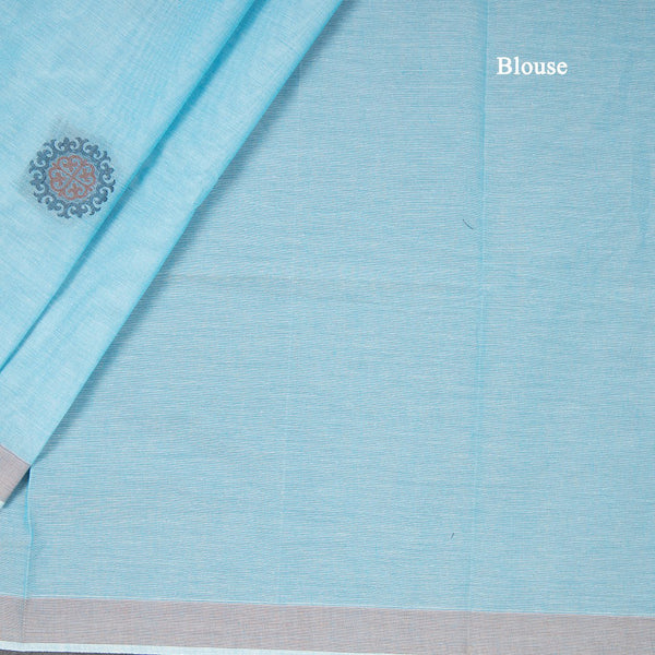 Negamam Cotton Light Blue Thread Embossed Saree