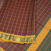 Negamam Cotton Dark Brown Checked Thread Embossed Saree