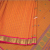 Negamam Cotton Orange Checked Thread Embossed Saree